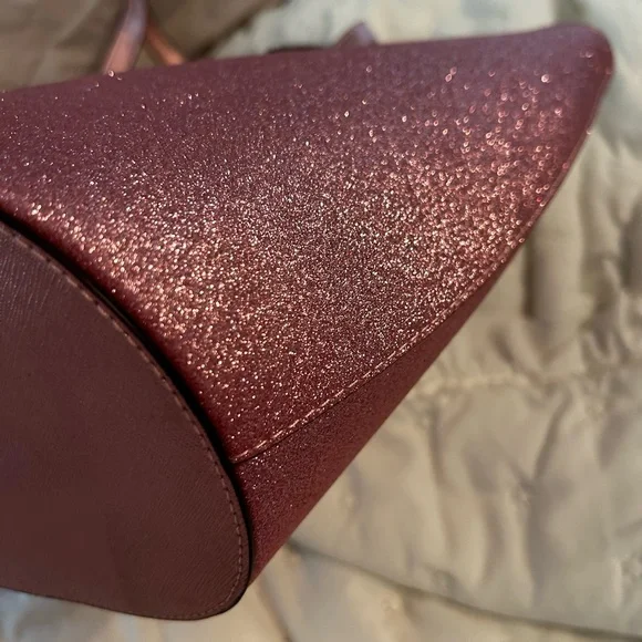kate spade Metallic Rose Pink Glitter Tote with Wallet & Pouch - Picture 10 of 13